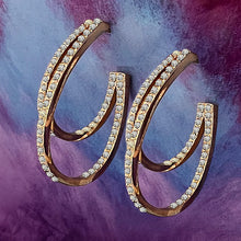 Load image into Gallery viewer, double pave crystal large hoops

