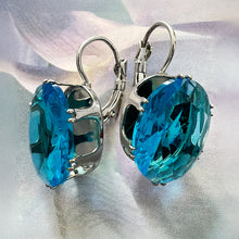 Load image into Gallery viewer, vintage blue zircon oval CZ earrings
