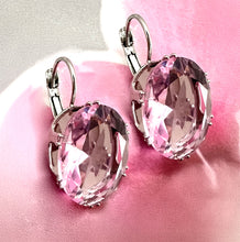 Load image into Gallery viewer, bella rosa oval  platinum CZ earrings
