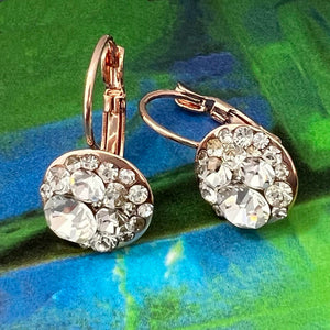 crystal cluster rose gold earrings