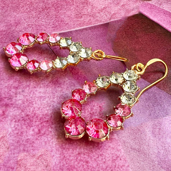 pink ombre crystal  teardrops