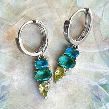 Load image into Gallery viewer, tri colore silver hoops
