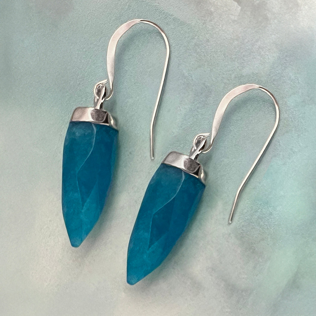 blue jadeite spear earrings