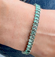 Load image into Gallery viewer, aqua crystal bolo bracelet
