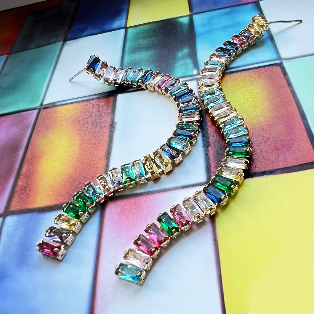 colorful crystal ribbon earrings