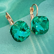 Load image into Gallery viewer, perfect square crystal emerald drop earrings
