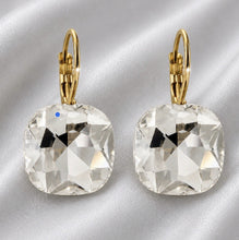 Load image into Gallery viewer, perfect square crystal clear drop earrings
