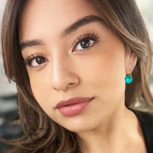Load image into Gallery viewer, perfect square emerald drop earrings
