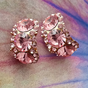 curva cristallina rose gold  post earrings