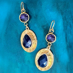 cobalt &  tanzanite double drops