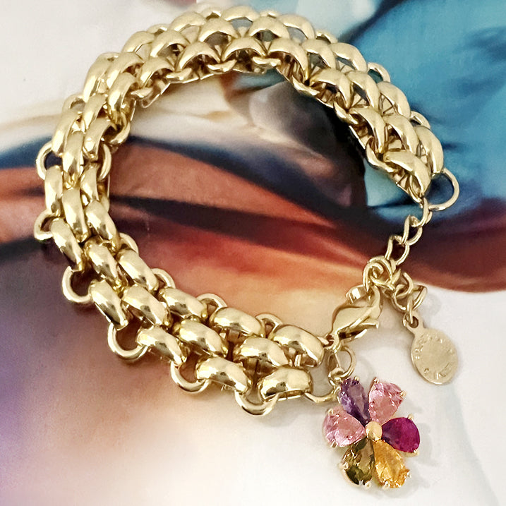 sparkling crystal flower bracelet