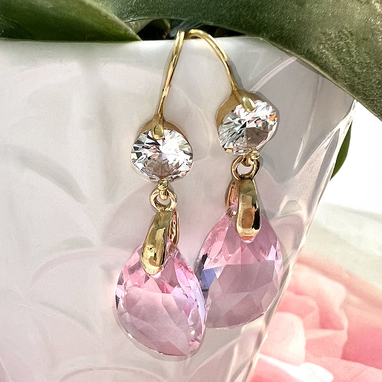 cristallo rosa drop earrings