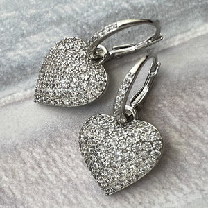 pave heart hoops