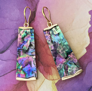 abalone shell & gold drop earrings