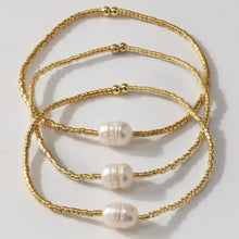 Load image into Gallery viewer, freshwater pearl &amp; miyuki glass stretch bracelet set
