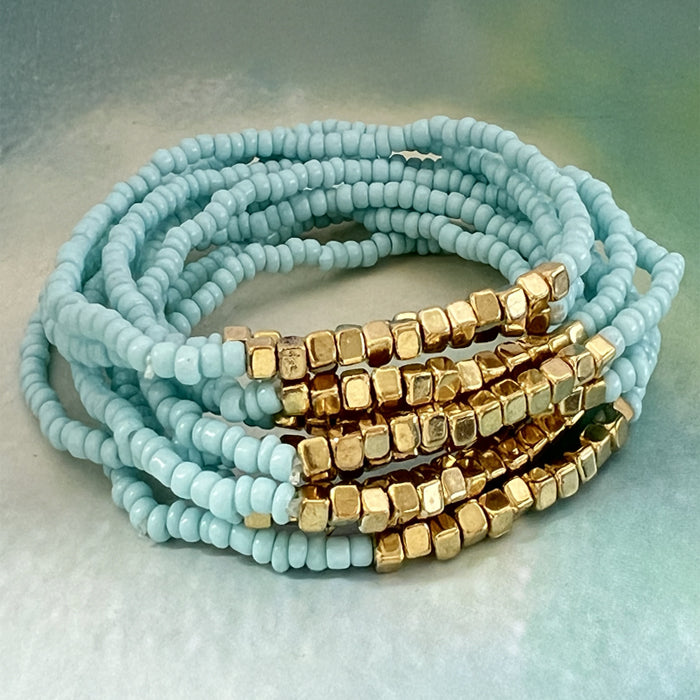 layered springtime beaded bracelets