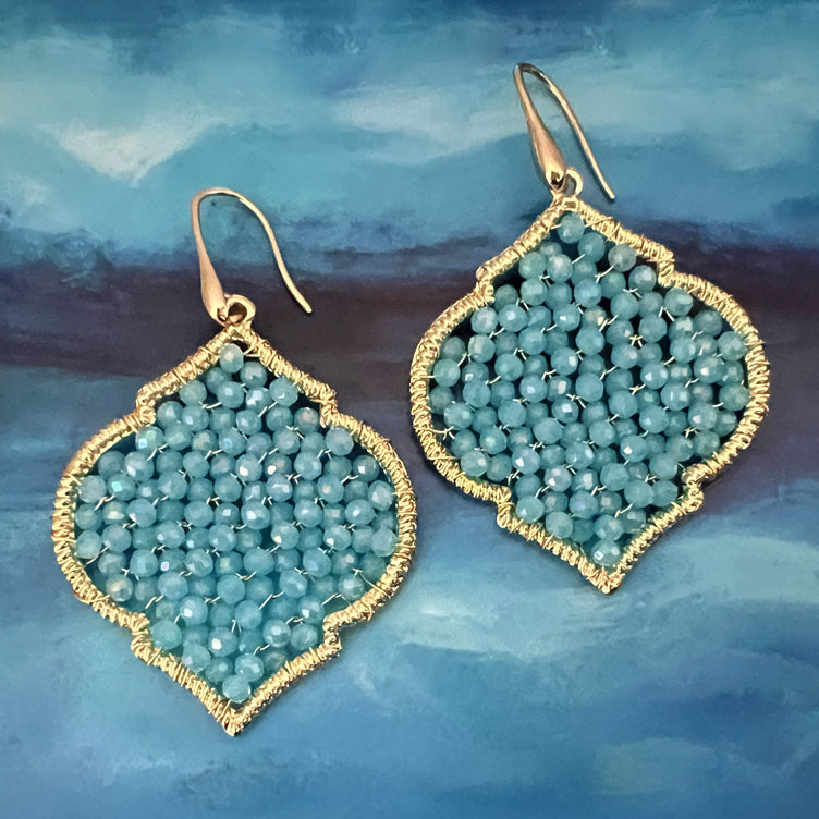 cristallo ocatagono turquoise earrings