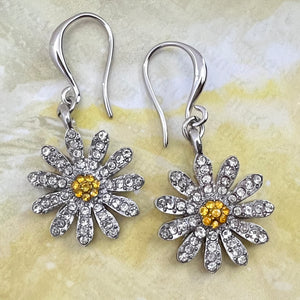 Sparkling Crystal Sunflower Earrings