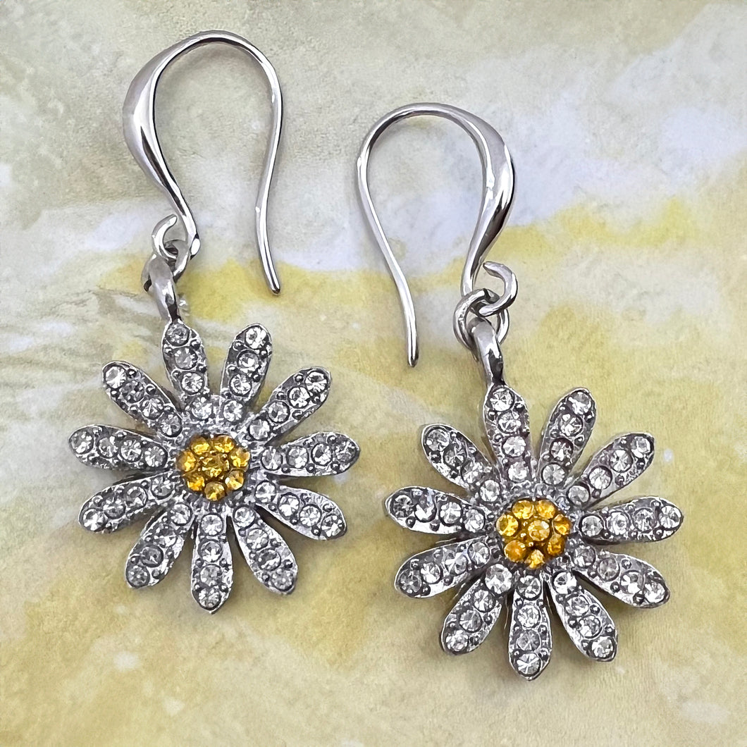 Sparkling Crystal Sunflower Earrings