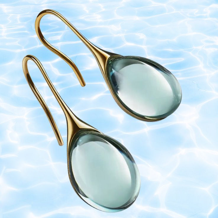 simple aqua water drop earrings