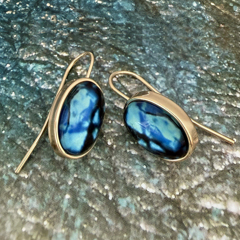 orecchini con opale blu earrings