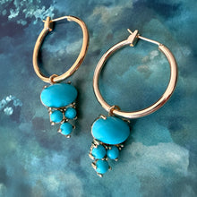 Load image into Gallery viewer, turquoise &amp; gold hoop earrings
