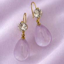 Load image into Gallery viewer, light amethyst water color drop earrings
