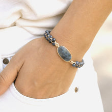 Load image into Gallery viewer, Natural Stone Gray Labadorite Braided Bracelet
