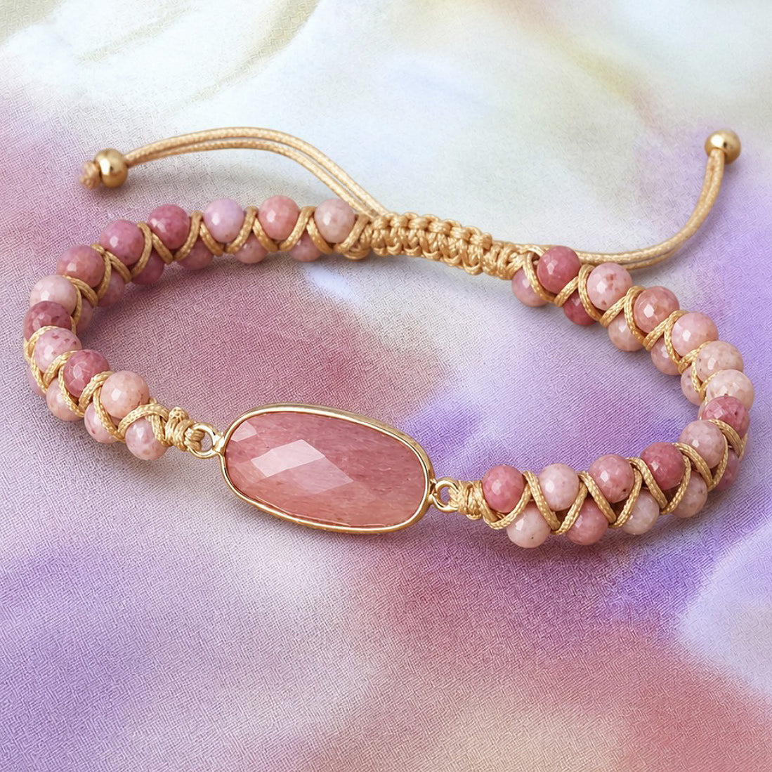 Natural Stone Pink Rhodonite Braided Bracelet – robertachiarella.com