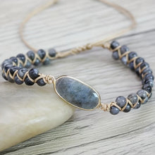 Load image into Gallery viewer, Natural Stone Gray Labadorite Braided Bracelet
