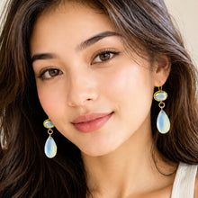 Load image into Gallery viewer, geniune larimar drop " stone of peace" earrings

