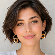 Load image into Gallery viewer, bold hammered gold hoop earring
