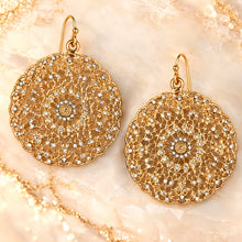 Load image into Gallery viewer, golden lace crystal earrings
