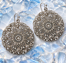 Load image into Gallery viewer, platinum lace crystal earrings
