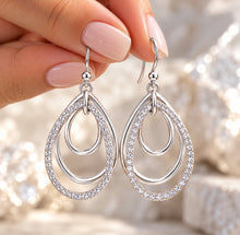 Load image into Gallery viewer, celestial platinum sparkle earrings
