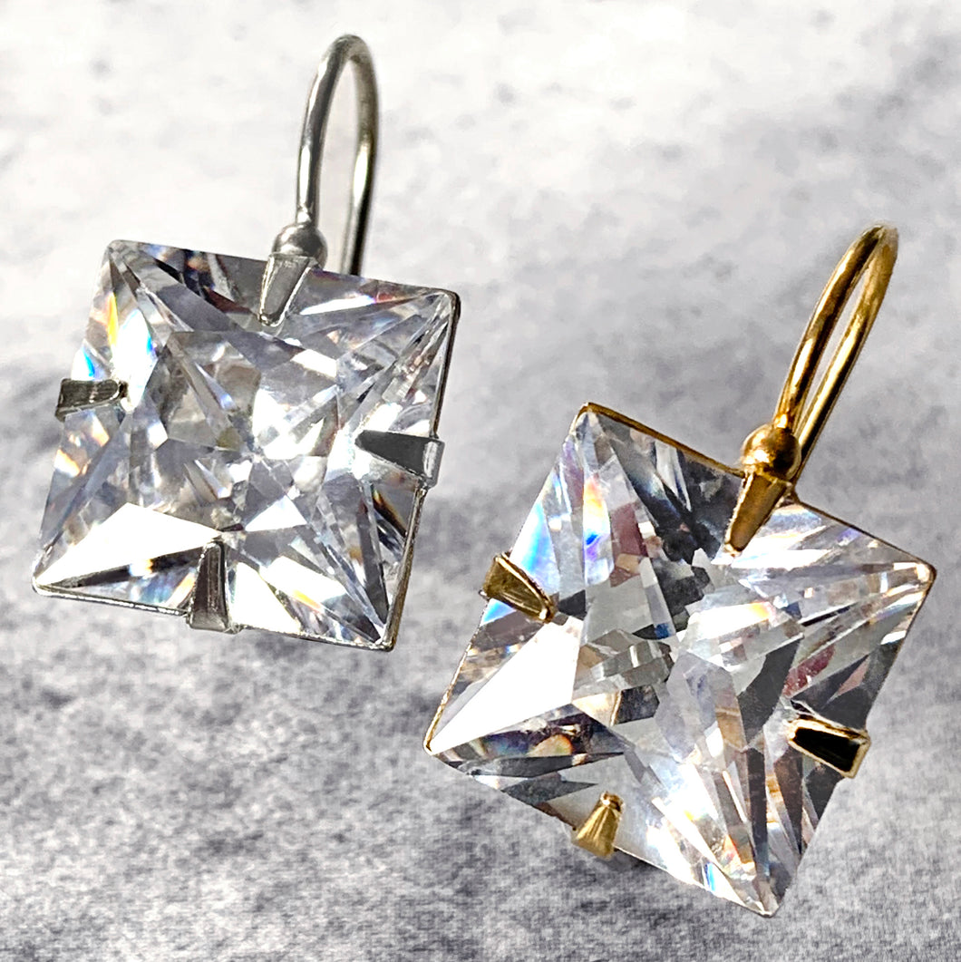 square cut CZ earrings - supersize