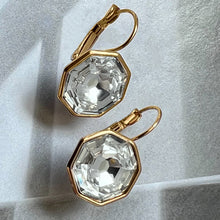Load image into Gallery viewer, octagon clear crystal earrings
