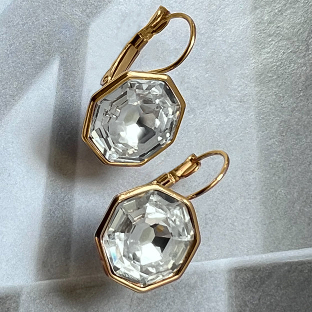 octagon clear crystal earrings