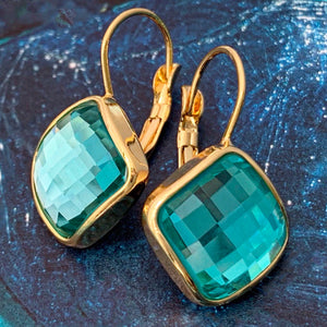 blue zircon pixel crystal earrings
