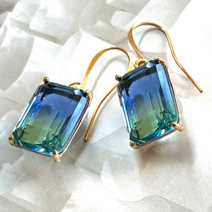 blue green ombre crystal earrings