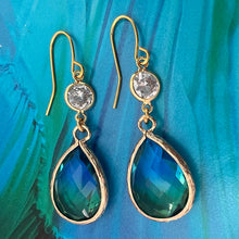 Load image into Gallery viewer, blue green ombre crystal &amp; CZ drop
