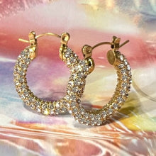 Load image into Gallery viewer, gold pure sparkle hoops
